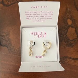 Stella & Dot Baguette Huggies with Droplet Crystal Earrings